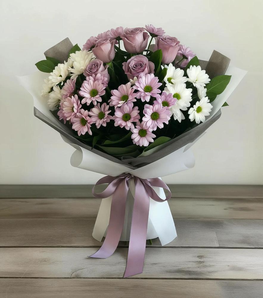 Букет цветов из: Хризантемы и Розы в Белебее