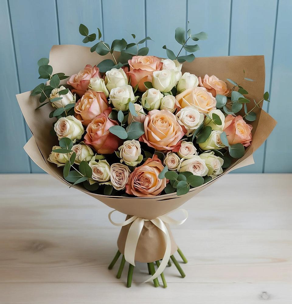 Букет цветов из: Альстромерии и Розы в Белебее