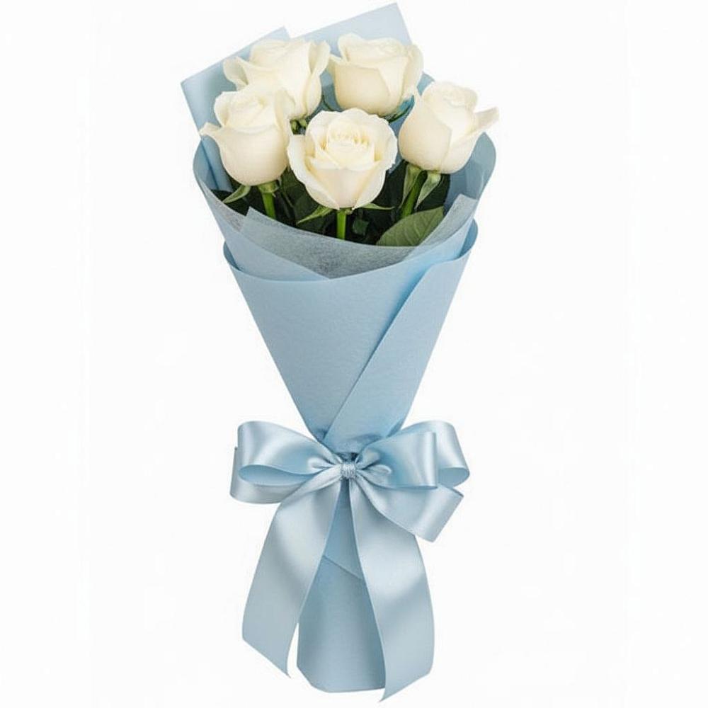 Букет 5 Белых роз Проуд в Белебее