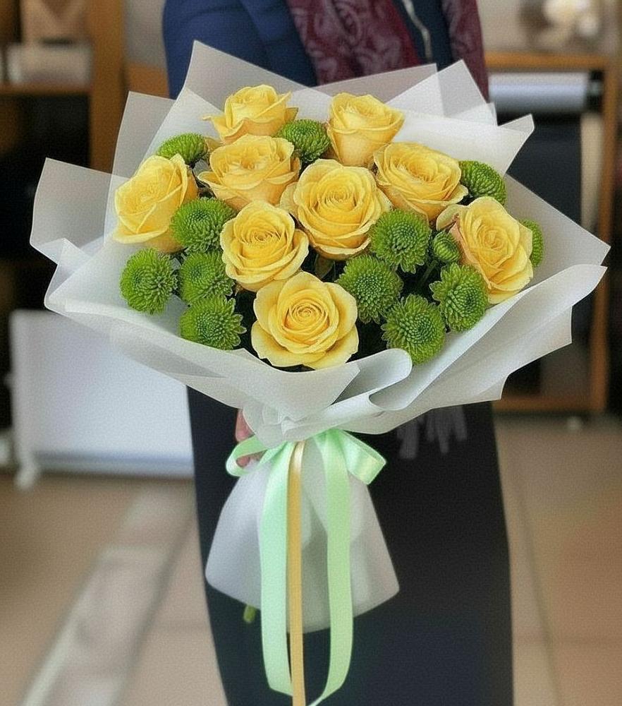 Букет цветов из: Хризантемы и Розы в Белебее