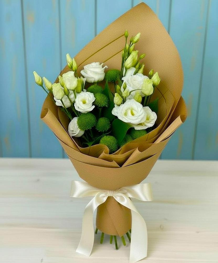 Букет цветов из: Хризантемы и Лизиантусы в Белебее