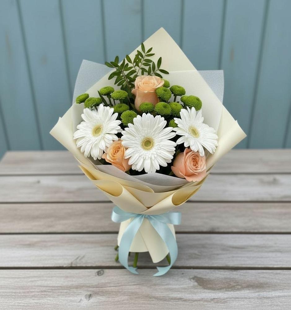 Букет цветов из: Герберы, Розы и Хризантемы в Белебее