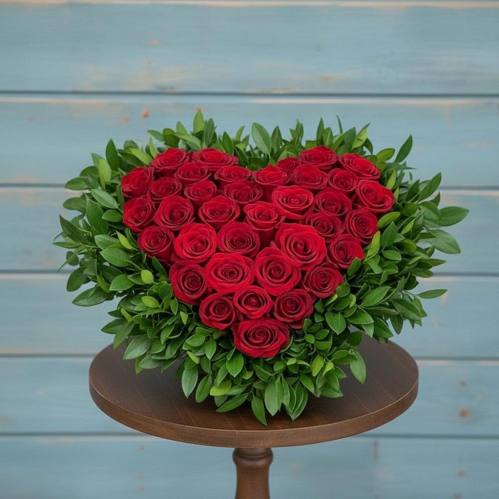 Цветочная композиция из Розы в виде сердца в Белебее