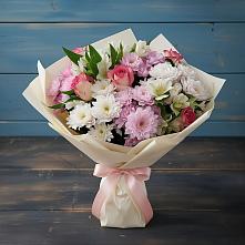 Букет цветов из:  Хризантемы, Альстромерии и Розы в Белебее