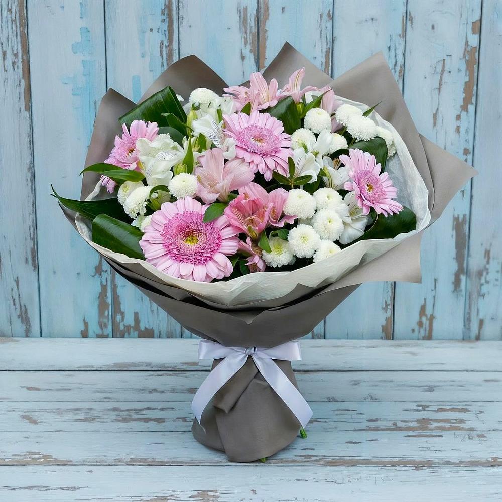 Букет цветов из: Герберы, Альстромерии и Хризантемы в Белебее