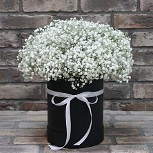 Цветочная композиция из Гипсофила в шляпной коробке в Белебее